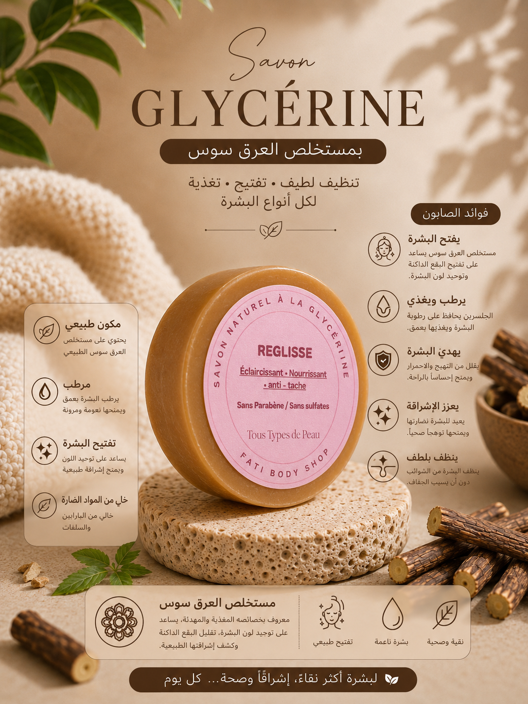 Savon soin visage naturel à la glycérine