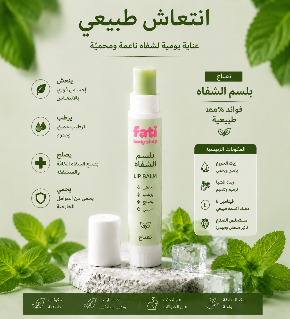 Baume à Lèvres Nourrissant & Protecteur – Menthe 🌿 SPF 30