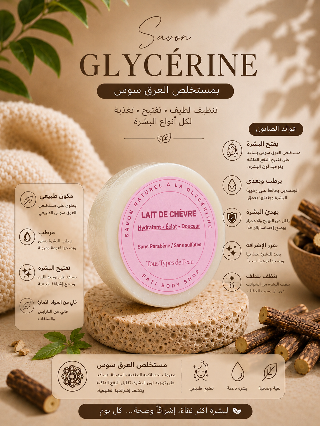 Savon soin visage naturel à la glycérine