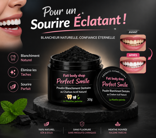 🦷 Poudre Blanchiment Dentaire au Charbon Actif – Formule Naturelle